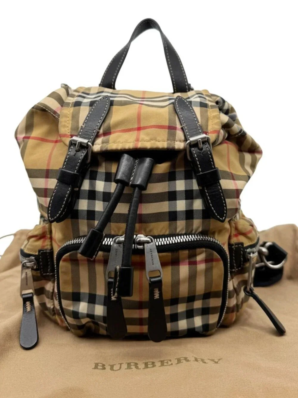 Burberry Rucksack Small Vintage Check Canvas Backpack Bag Beige